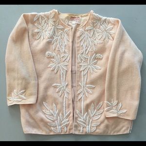 Vintage Beaded Sweater - Palest Pink